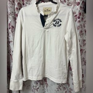 Hollister Surf Team Mens Henley Long Sleeve Shirt (Cream)